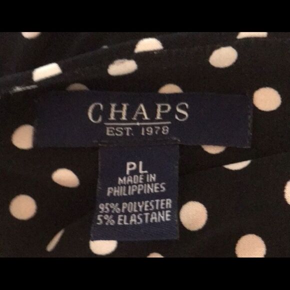 CHAPS Large Petite Dress Black With White Dots - Picture 5 of 5
